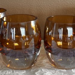 ✨ Set of 4 Mikasa Solaris Amber Glass Votive Candle Holders✨Read Full Description Below 