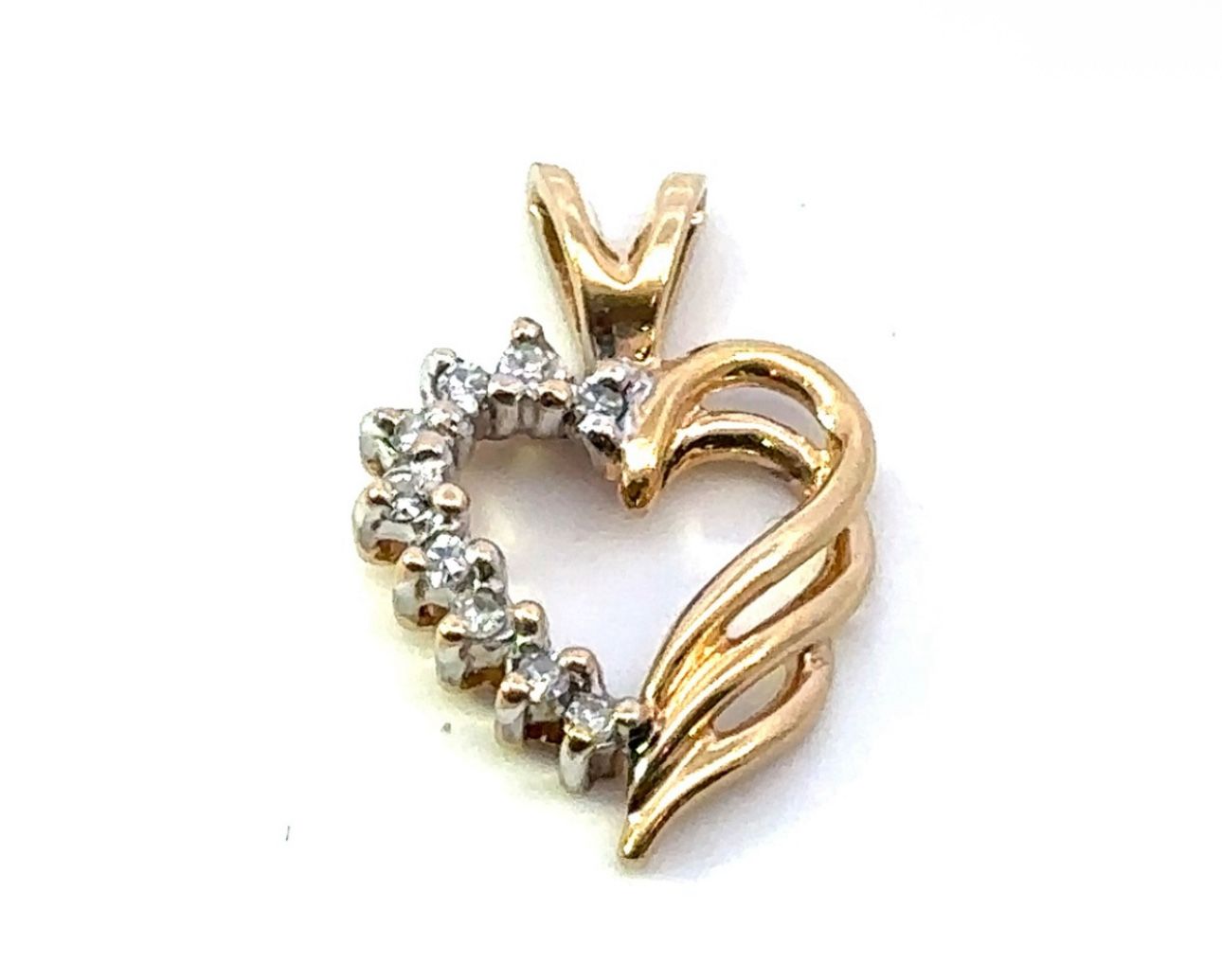 Woman’s Ladies 14k Yellow Gold Diamond Heart Charm Pendant For Necklace GP3113237