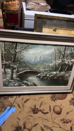 Framed Original Winter Landscape Oil Painting by Kovacs