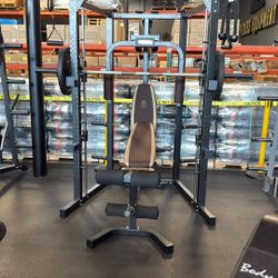 MARCY SM-4008 Home Gym Smith Machine Squat Rack Power Cage with Olympic Bench  