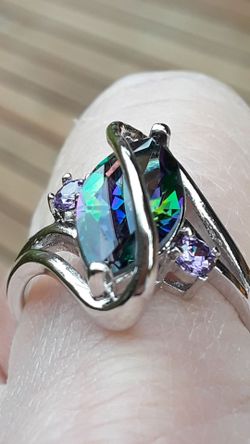 Mystic topaz amethyst sterling silver plated rings