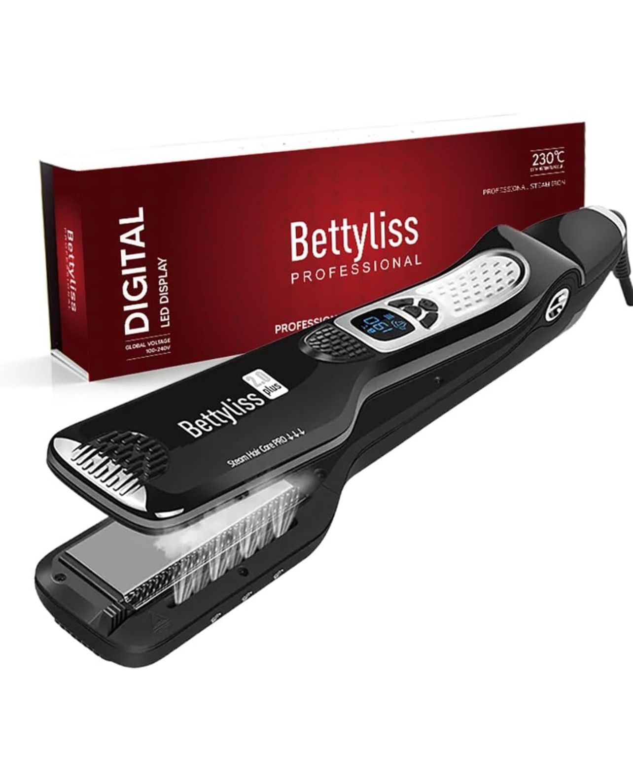 New In Box - Steam Flat Iron Hair Straightener - Professional Hair Straightening Irons for Smooth and Frizz-Free Results (Black)