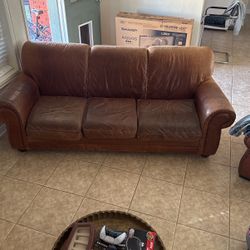 Bassett Leather Couch 