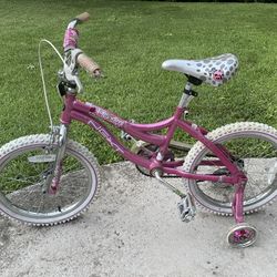 NEXT MISTY 18” GIRLS BICYCLE WITH TRAINING WHEELS   NICE BIKE  