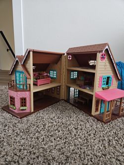 Li'l Woodzeez Toy Doll House with Furniture 20pc - Honeysuckle Hillside Cottage