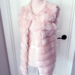 Pink Faux Fur Vest One Size Brand New