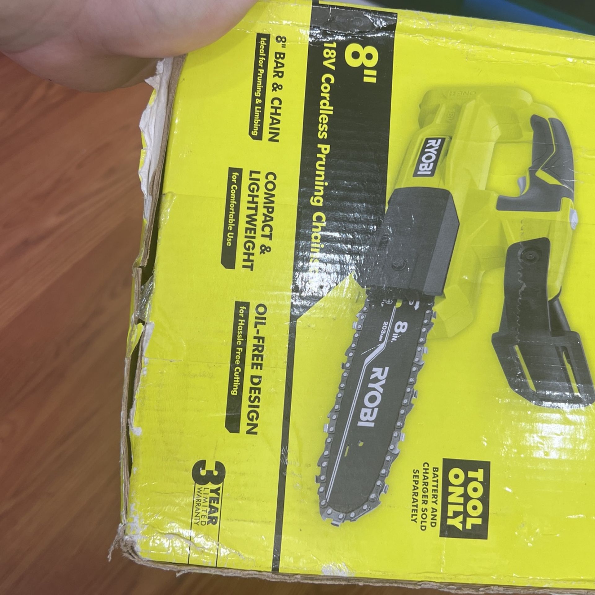 Ryobi One+ 18 Volt Lithium Ion Battery Pruning Chainsaw