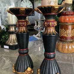 French Country Candle Pillar Bases ( Pair)