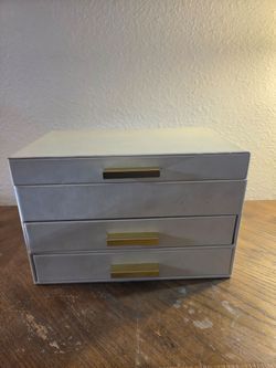 White Jewelry Box with Gold Handles
