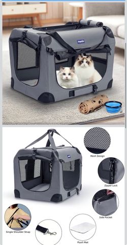Grey Soft-Sided Collapsible Pet Carrier