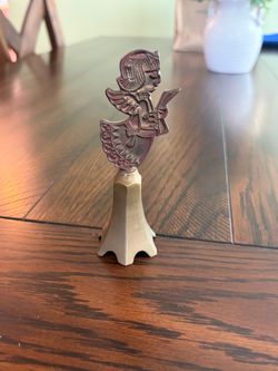 Vintage Brass Angel Bell – 4.5” Choir Girl Reading – Collectible