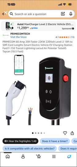 PRIMECOM 80 Amp Level 2 EV Charging Station