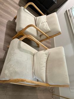 Accent Armchairs with Wood Frame – Set of 2