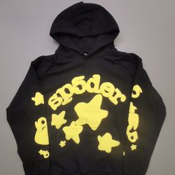 Black & Yellow Spider Hoodie Puff Print