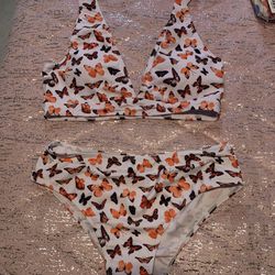 Womens Large Butterfly Swimsuit Bikini Set 