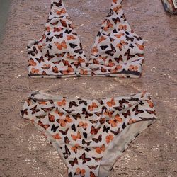 Womens Large Butterfly Swimsuit Bikini Set 