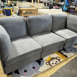 Convertible Sectional Sofa Couch, 3 Seat Sofa（Light Grey)