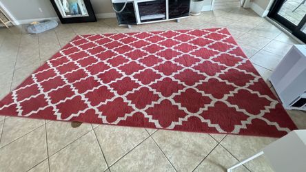 Red Moroccan Trellis Area Rug