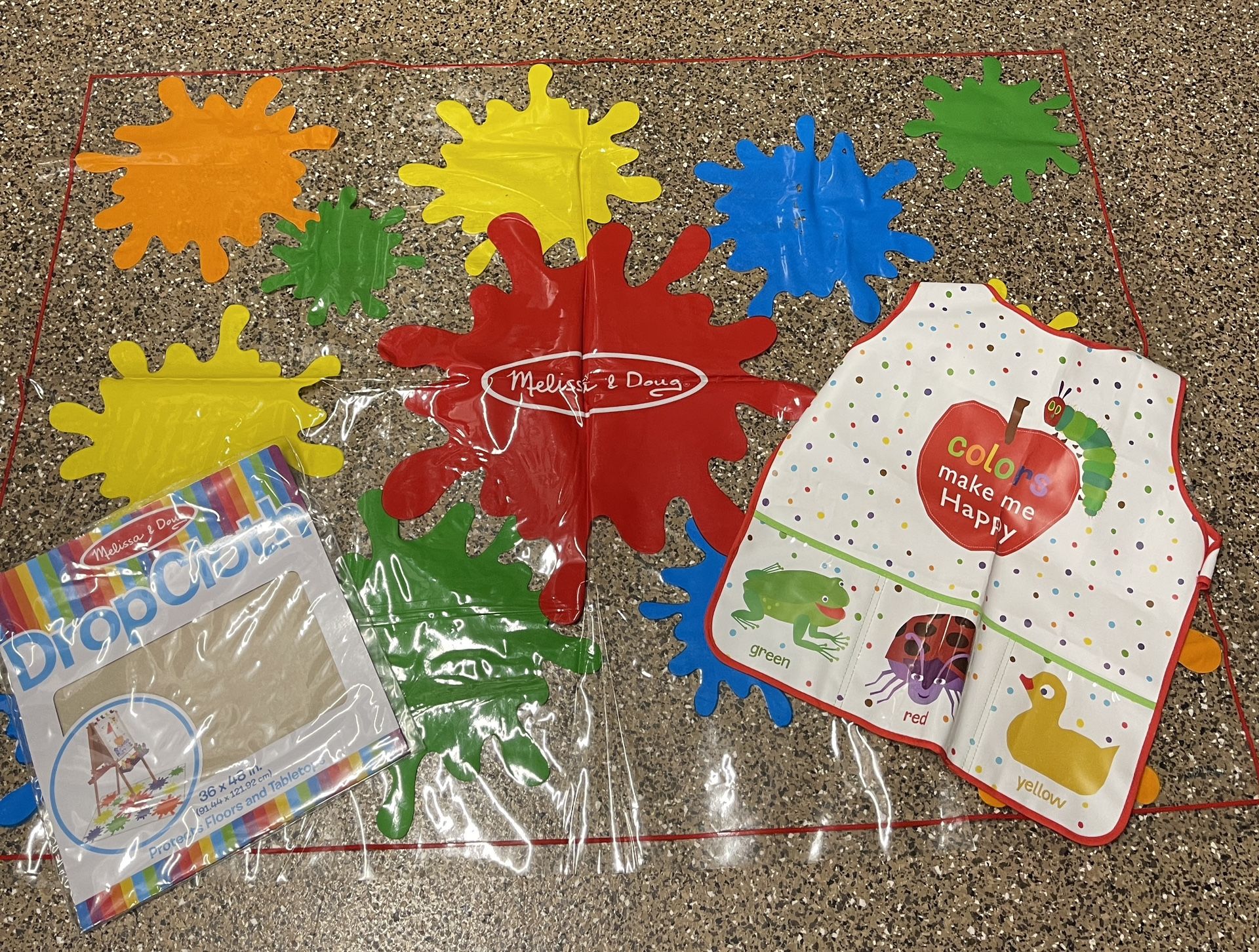 Melissa & Doug Art Drop Cloth And Eric Carle hungry caterpillar Kids Art Smock