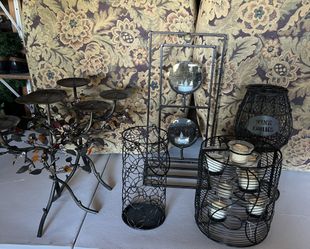 6pc Decorative Set Wire And Cast Iron