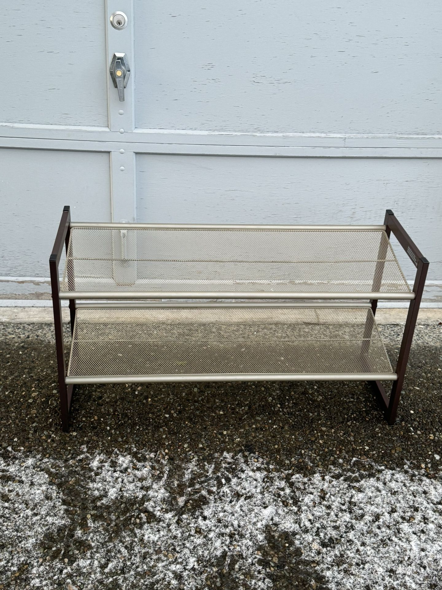 SONGMICS Shoe Rack, 2-Tier Stackable Shoe Storage Shelf, Flat or Angled Shoe Organizer, Metal Shoe Tower Stand for Closet Entryway, Bronze