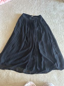 Maison Jules Black Pleated Midi Skirt Size Small Flowy Pull On Skirt