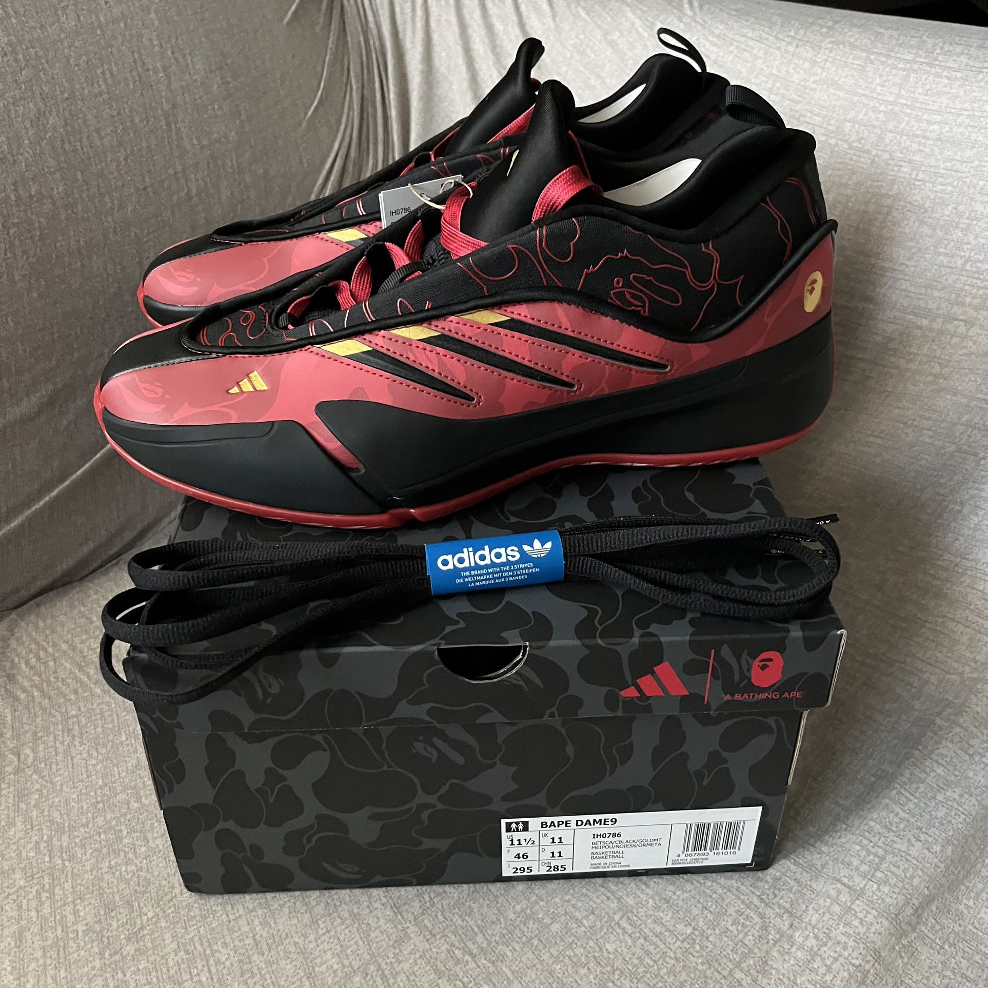 Bape Adidas Dame 9 Damian Lillard Basketball Shoes New Size 11.5
