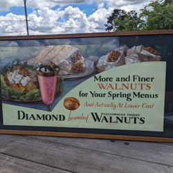 37" x 19" Vintage Diamond Walnuts Advertising Sign - Classic Americana Collectible

