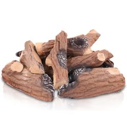 10 in. Ceramic Decorative Flame Vented Gas Fireplace Log Set (9-Piece)