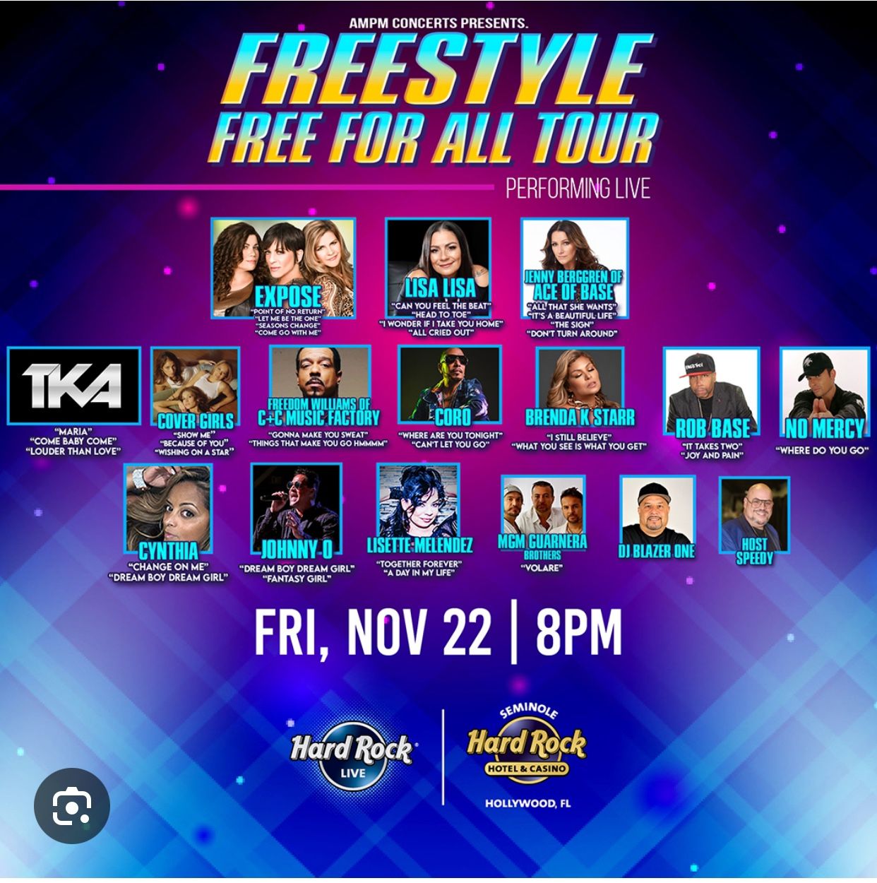 Freestyle Free For All Tour HardRock Live Tonight 8pm