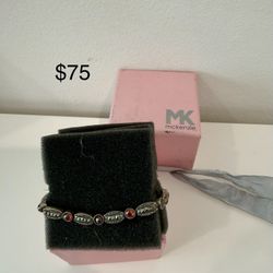 Vintage 925 Sterling Silver Garnet Marcasite Link Bracelet