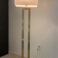 Gold Floor Lamp With White Marble Stand