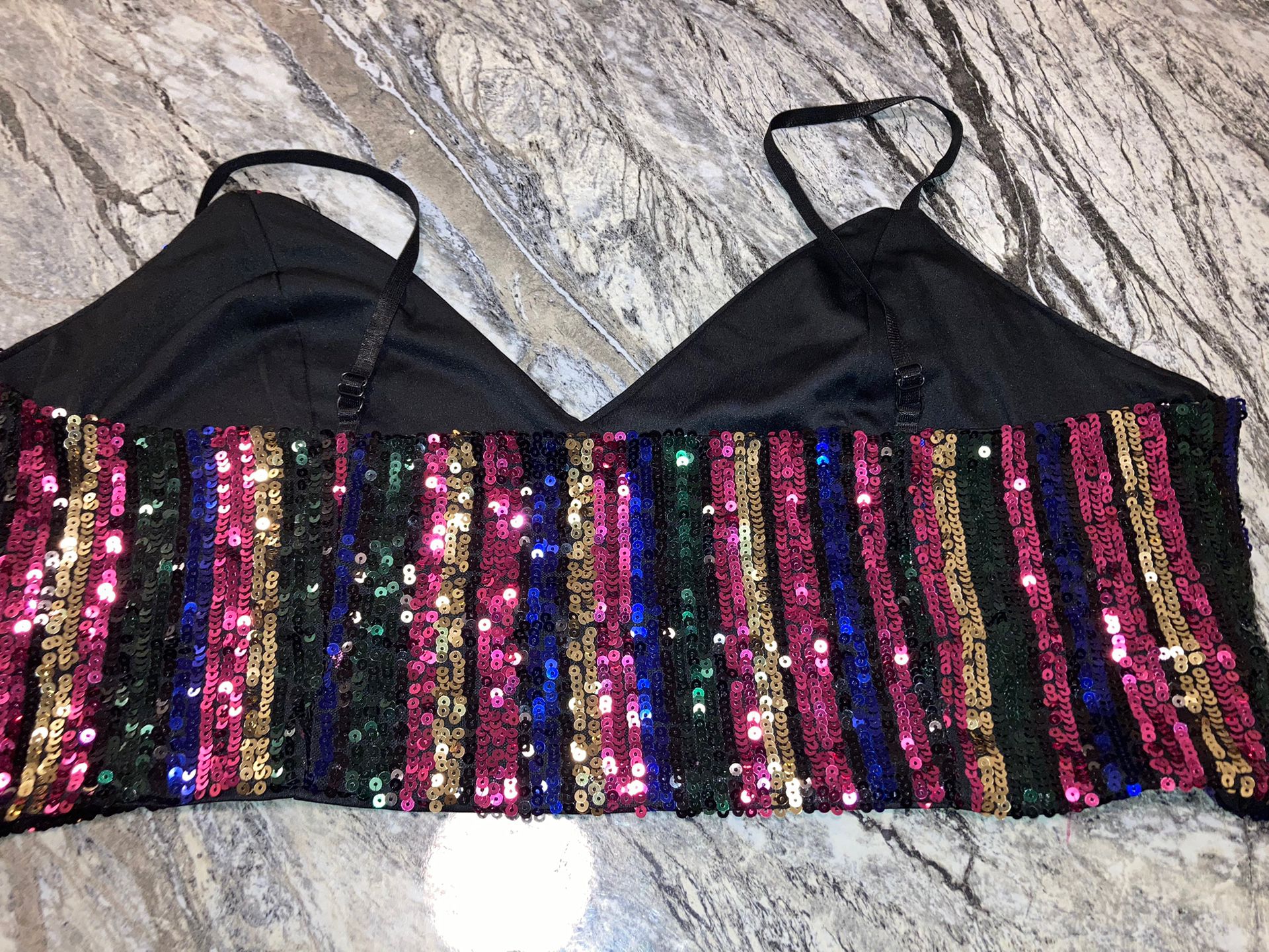 In her MOOD : Striped sequin bralette SIZE 24 for Sale in