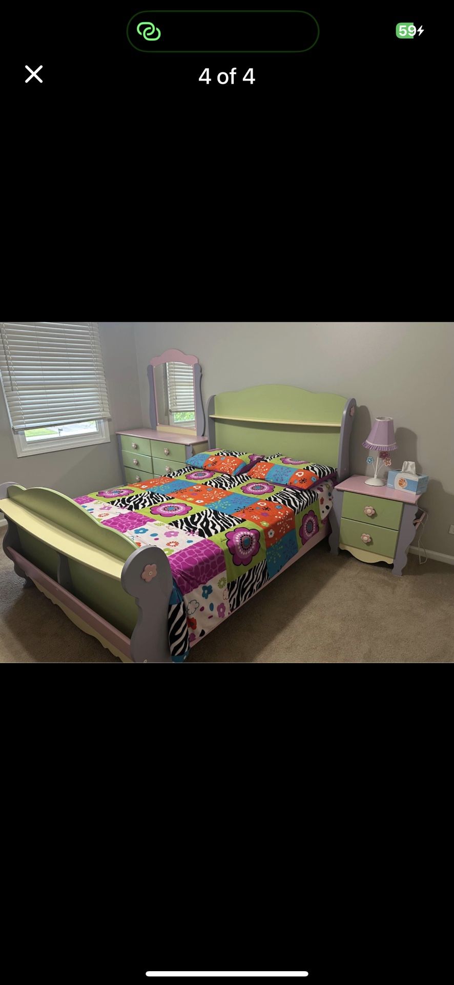 Girls bedroom Set-6 Piece With Mattress, Bedding And Lamp