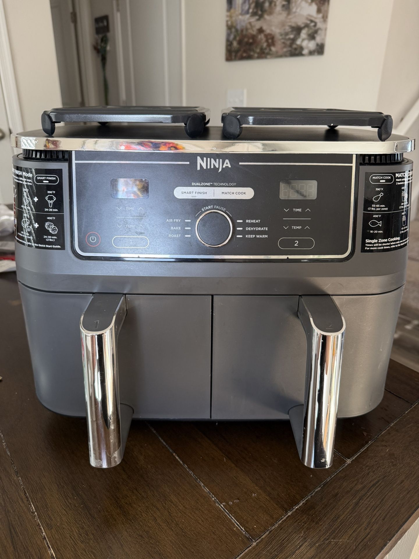 Ninja Foodi 8 qt 2-Basket Air Fryer, Black - DualZone Technology, Smart Finish