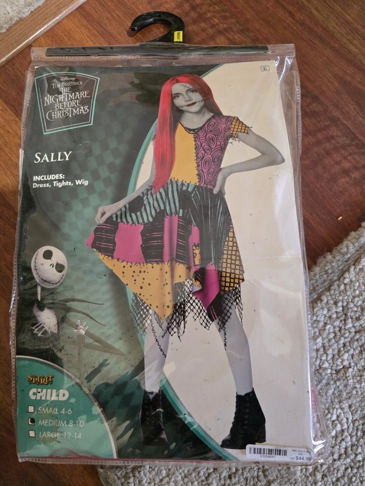 SALLY NIGHTMARE BEFORE CHRISTMAS GIRLS COSTUME MEDIUM 8/10 NEW