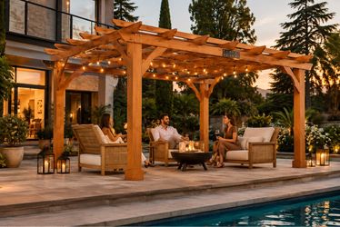 Premium 10 ft. x 12 ft. Reddish-Brown Cedar Pergola