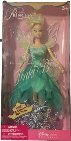 NEW Disney Store Exclusive Enchanted Princess Tinker Bell Doll with Crown