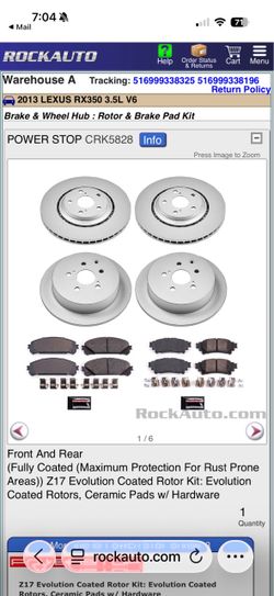 Selling rotors and brake pads