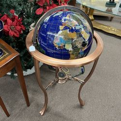 Tall Gem Stone Globe on Stand