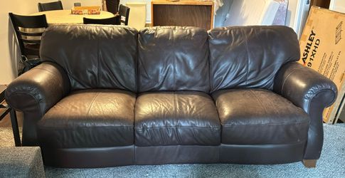 Brown leather couch