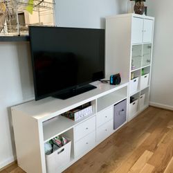 IKEA KALLAX  TV storage combination with drawers white 88 1/4 x 15 3/8 x 57 7/8 "