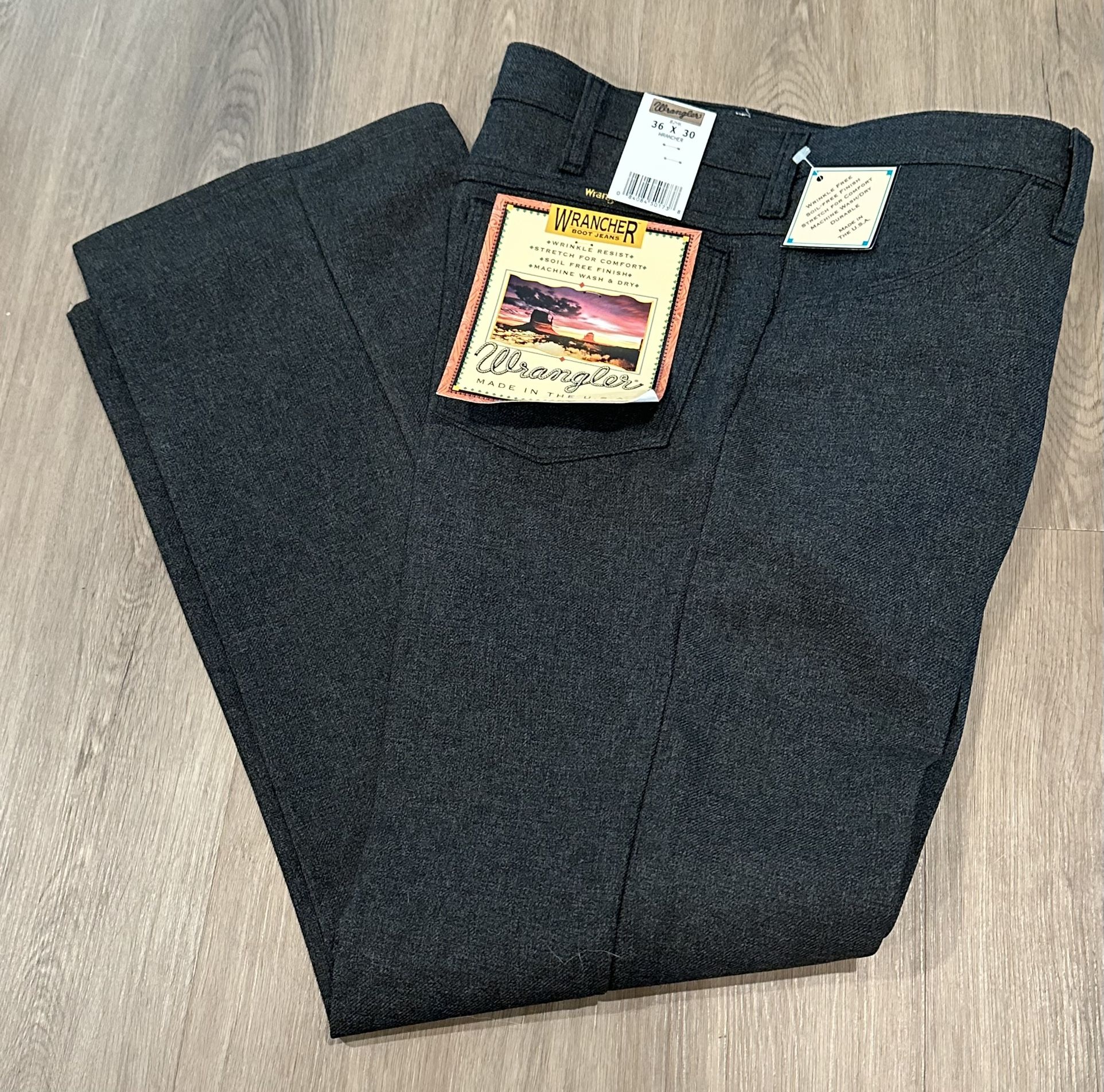 Wrangler Wrancher Polyester Heather Black Men’s Jeans 36x30 New