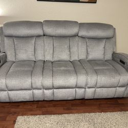 Couch Dual Power Recliner With Charging Station And USB Ports