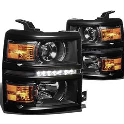 14-15 chevy silverado 1500 Black Halo Projector Headlights Replacement