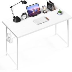 Small Space Writing desk With Headphone Hooks 47” White