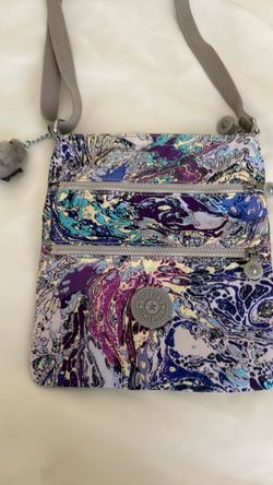 Kipling Keiko Small Multi Nylon Cross Body Bag In A Marble Print 8x6 Inches