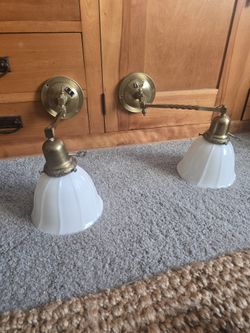 Vintage Swing Arm Brass Wall Lamps (Pair)