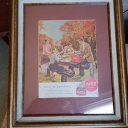 Antique Framed Coca Cola Add
