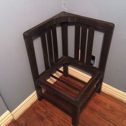 Antique Oak Corner Seat Chair Mission Arts & Crafts Style
